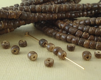110 Coco Beads 5mm Round Small Brown Natural Beads BOHO ethnic diy beading jewelry making
