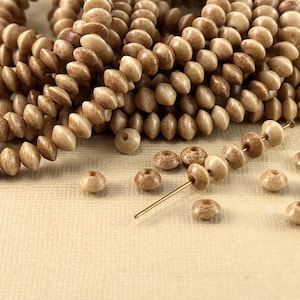 20 Bone Beads 6mm x 4mm Unique saucer disk Tea Dyed Brown Natural Ox spacer for diy jewelry making beading stringing necklace bracelets