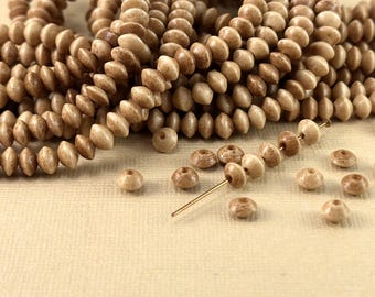 20 Bone Beads 6mm x 4mm Unique saucer disk Tea Dyed Brown Natural Ox spacer for diy jewelry making beading stringing necklace bracelets