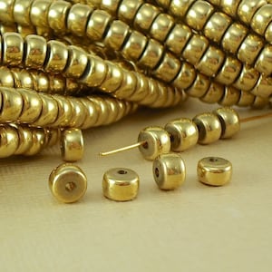 100 Brass Beads Rondelle Crow Disc raw brass metal beads Spacer 5.5 - 6mm x 4mm BOHO Quality Solid Brass Natural Beads