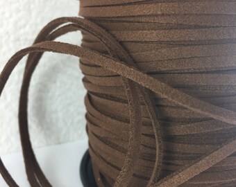 6yds Faux Suede leather Micro Fiber Jewelry Cord Faux leather Mocha Brown Lace 3mm x 1.5mm String Material Br