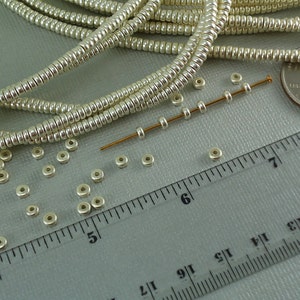40 Silver plated Brass 3mm Metal Spacer Saucer Disk Heishi Disc Heishi Beads 3mm tiny silver flat metal beads image 3