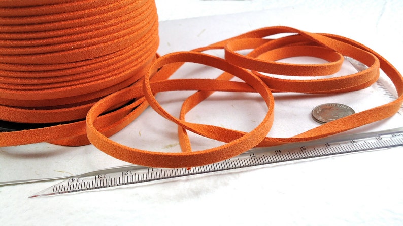 6yds Faux Suede leather Micro Fiber Orange Jewelry Cord Rust Orange Lace 5mm x 1.5mm