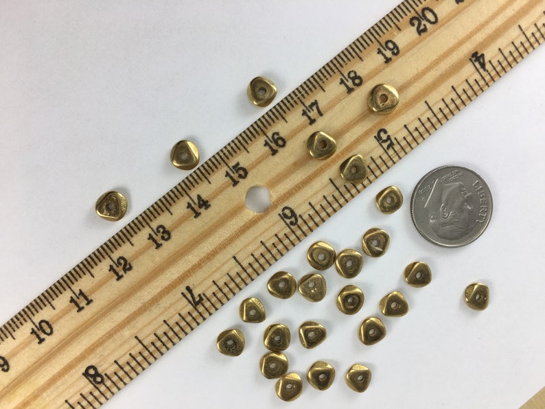 40 Solid Brass Spacer wavy Faceted Beads 6mm Heishi Chip Nugget Disc for diy jewelry making Beading India Flat Metal Natural bracelet Beads image 7