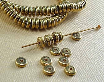 40 Solid Brass Heishi Beads 6mm spacer Rondelle Disc Disk Saucer Flat Round Raw Metal Beads diy jewelry making earrings bracelets necklaces