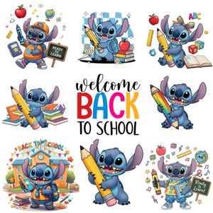 Stitch Back To School SVG Bundle, Clipart Stitch PNG, Stitch Clipart, Cute Back To School Clipart Good Quality, Digital Download