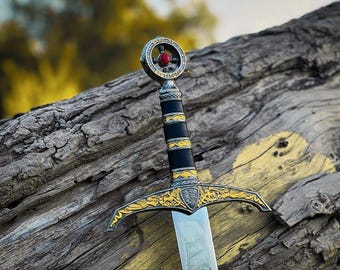Handcrafted Stainless Steel Templar Knight Sword with Leather Cover
