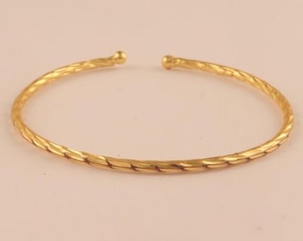 Bracelet manchette torsadé en or, jonc ouvert texturé, bijoux ajustables minimalistes
