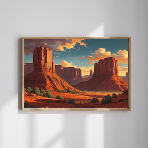 Monument Valley Wüste Landschaft Digitaldruck Vintage Ölgemälde Stil Southwestern Wall Art