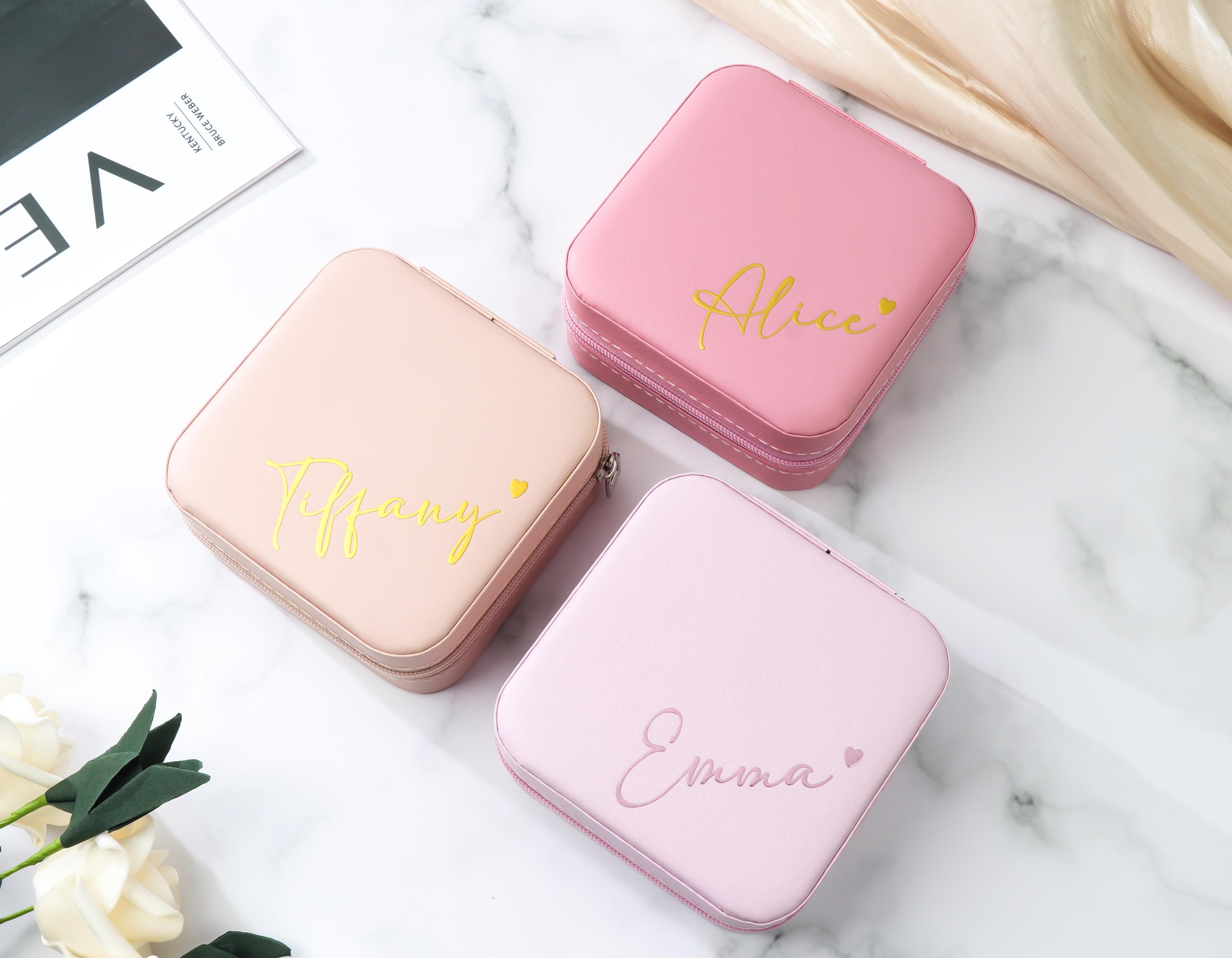 Personalized Pink Jewelry Box, Custom Name Jewelry Organizer-35 Colors ...