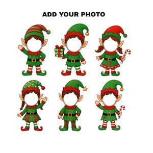 Christmas Elf Face Insert PNG Bundle | Add Your Photo Sublimation (Digital Download)