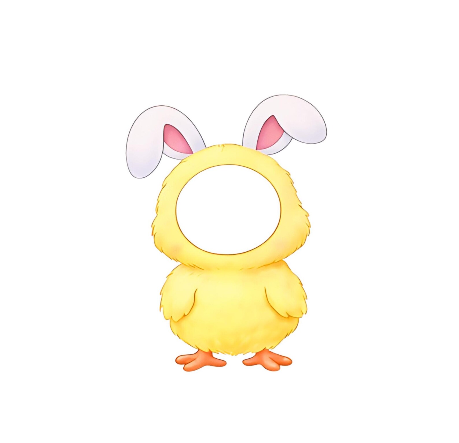 Easter Chick Photo Frame PNG, Bunny Ears Face Hole Design (digital ...