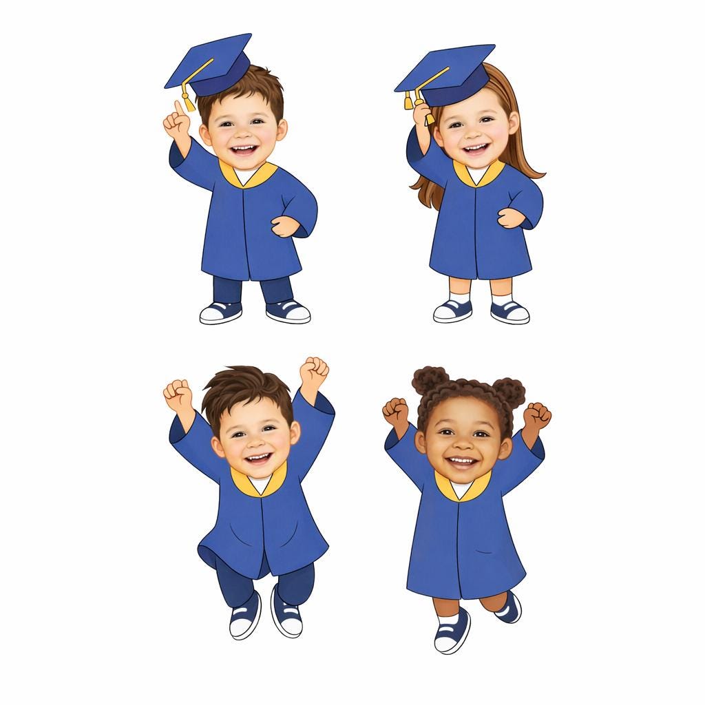 Custom Graduation Clipart – Kids Photo Face PNG (set of 4) (digital ...