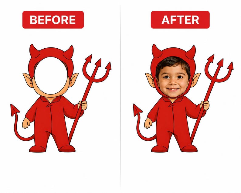 Mini Devil Insert Image Devil Photo Insert PNG | Kids Halloween Costume Template (digital ...