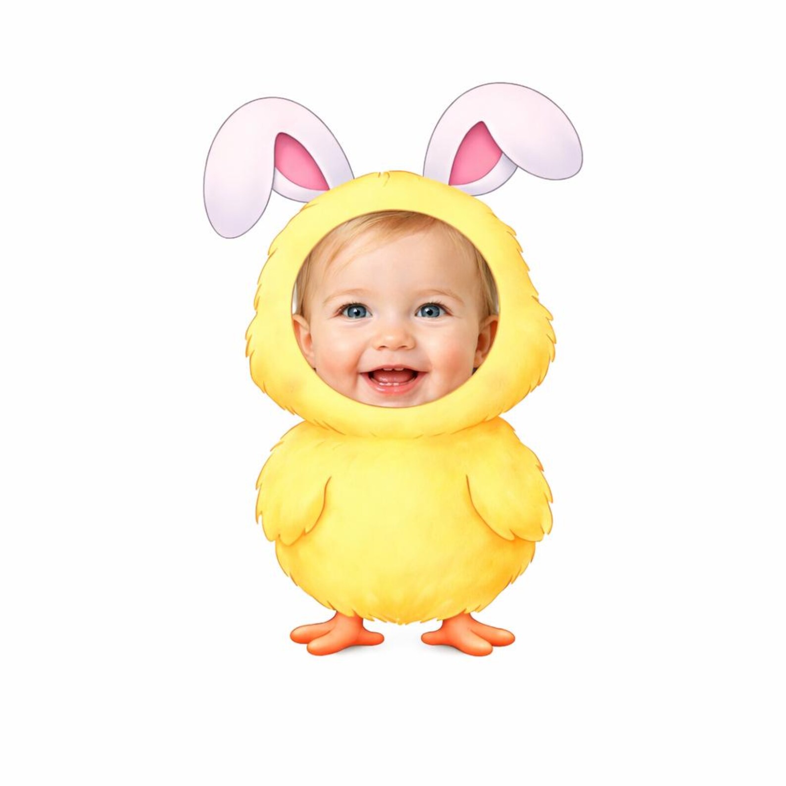 Easter Chick Photo Frame PNG, Bunny Ears Face Hole Design (digital ...