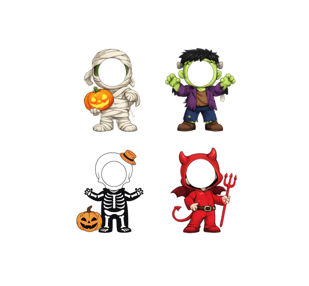 Mini Devil Insert Image Kids Halloween Costume Photo Insert Bundle, Mummy, Monster, Skeleton ...
