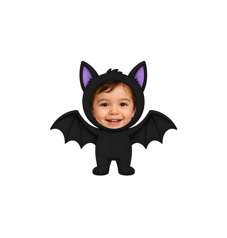 Bat Boy Face Insert PNG | Halloween Costume Template (digital Download ...