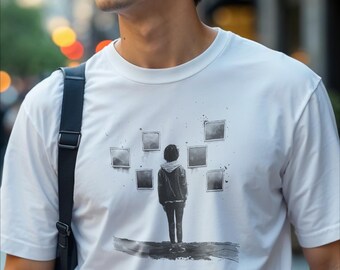 Introspektive Silhouette Graphic T-shirt: Ich vermisse Menschen, die ich nicht kenne