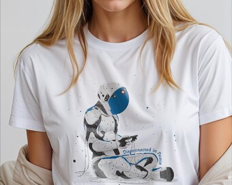Getrennt in Frieden Roboter T-Shirt | Mindfulness Graphic Tee für Gamer | Lustiges Tech-Kleid