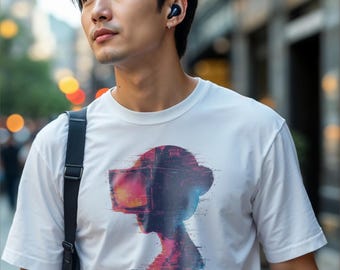 VR Glitch Art T-Shirt: Technikbewusstes digitales Grafik-T-Shirt