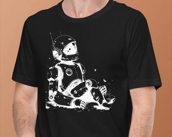 Minimalistisches Astronaut T-Shirt: Wunderliches Weltraum-Grafik-T-Shirt