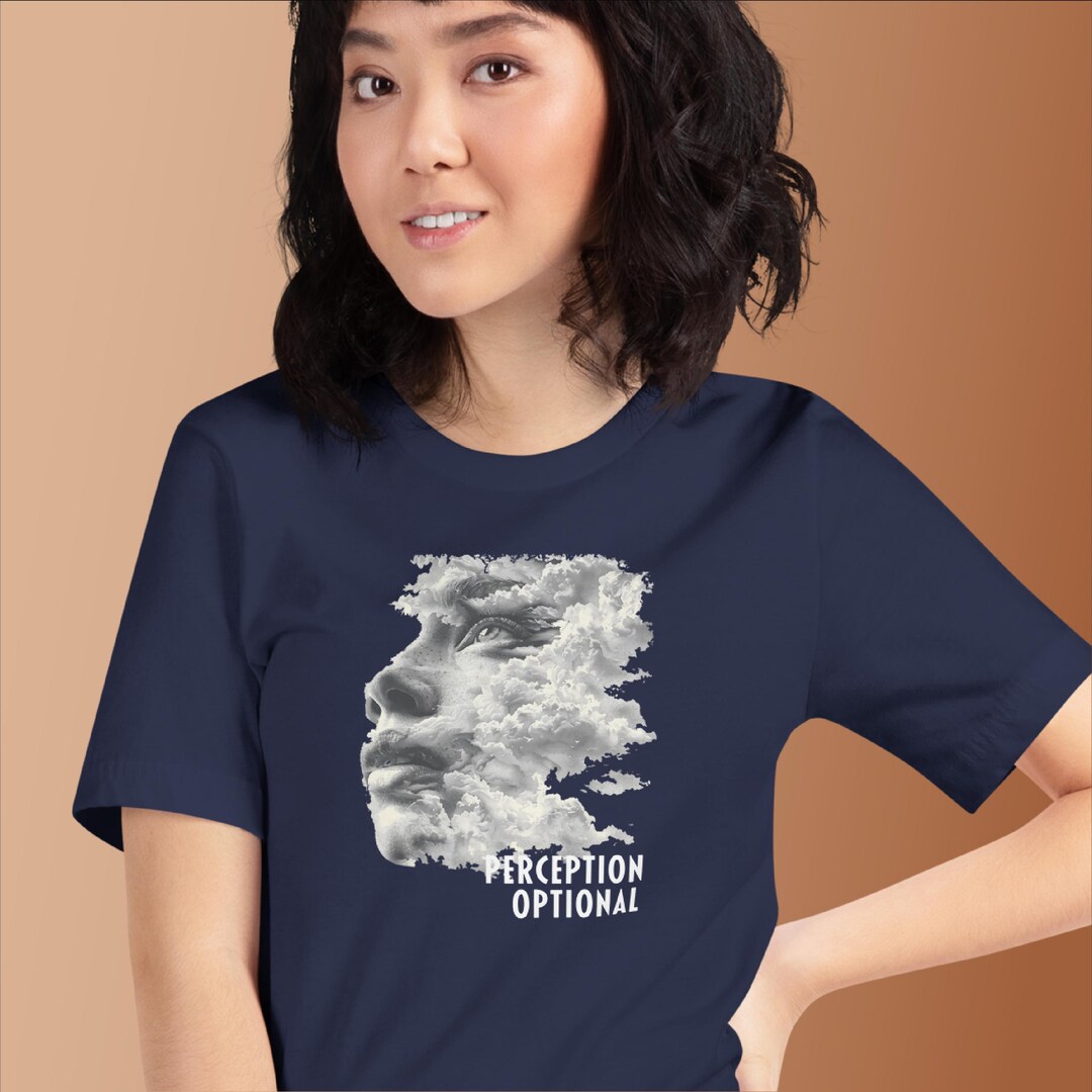 Artistic T-shirt With Abstract Face Design Engulfed by Clouds ...