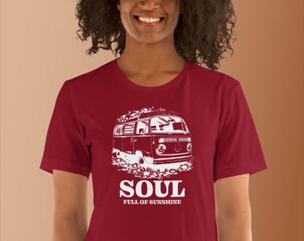 Retro Travel Van T-Shirt: Soul Full of Sunshine Hippie Tee