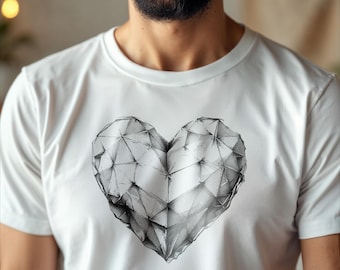 Geometrisches Herz T-Shirt - Edgy minimalistisches grafisches T-Shirt