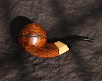Briar Wood Bent Ball Pipe with Magnetic Stem