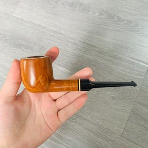 Handmade Imperial Gold Dyed Briar Wood Tobacco Pipe – Spanish Imported Wood, 3mm Filter, Elegant Billiard Shape, Polished Finish,Luxury Pipe