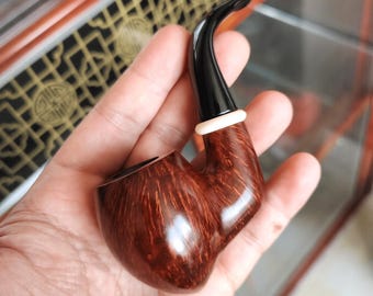 Handmade Briar Tobacco Pipe: Musical Note Carved Design, Smooth Finish