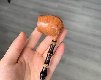 Handmade Briar Wood Bamboo Egg Pipe: Natural Smooth Finish