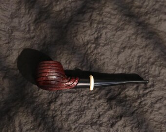 Sandblasted Briar Straight Pipe with Ring-Carved Bowl