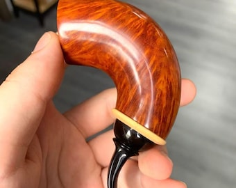 Handcrafted Briar Wood Tobacco Pipe – Sausage Bent, Vulcanite Stem