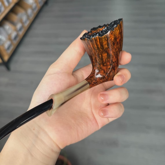 Handmade Briar Freehand Tulip Pipe, Spanish Imported Briar Wood, Cumberland  Vulcanite Stem, 3mm Draft Hole, Unique Collectible Smoking Pipe