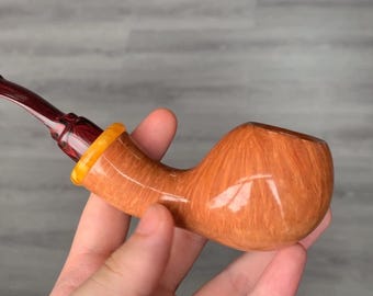 Handmade Briar Wood Tobacco Pipe: Bumblebee Bowl, 9mm Filter
