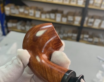 Italian Imported Briar Pipe · Smooth Finish Cavity Apple Shape｜3mm Draft Hole｜Food-Grade Resin Mouthpiece｜Premium Handcrafted Smoking Pipe
