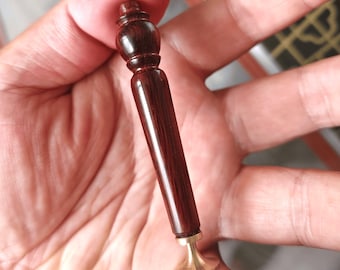Handmade Red Sandalwood Pipe Tamper – Brass Base, Smoking Tool