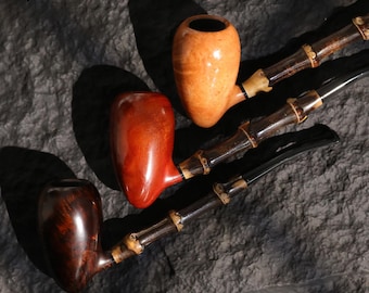 Briar Wood Egg Pipe with Natural Bamboo Shank