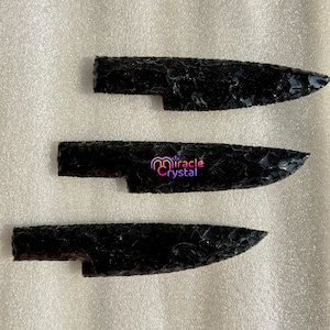 Black Obsidian Carved Knife Set: Handcrafted Gemstone Athames, 5.5-6&quot;