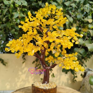 Citrine Stone Chip Tree: Spiritual Healing Home Decor Showpiece