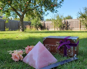 Natural Pink Rose Quartz Pyramid Crystal for Love & Healing