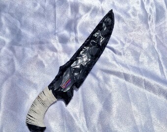 Ręcznie wykonany nóż z ostrzami z obsydianu: Viking Athame z rękojeścią z białej nici