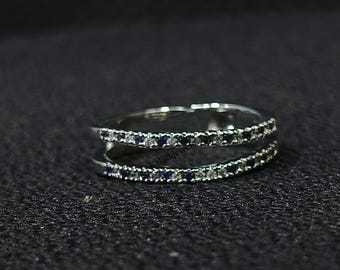 Round Sapphire Ring Enhancer for Engagement Ring, Petal Design Matching Stackable Guard Band, Lab Created Sapphire Ring Jacket,