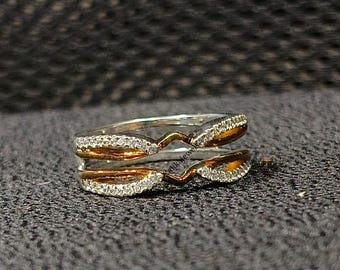 Round Lab Diamond Ring Enhancer for Engagement Ring, Petal Design Matching Stackable Guard Band, Lab Created Diamond Ring Jacket,