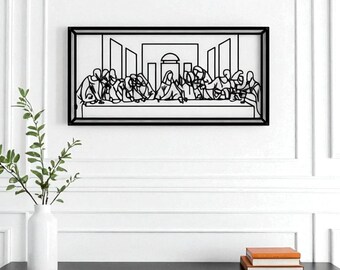 The Last Supper Metal Wall Art, Black Iron Religious Home Decor, Religious Home Decor, Living Room or Entryway Decoration, Christian Gift