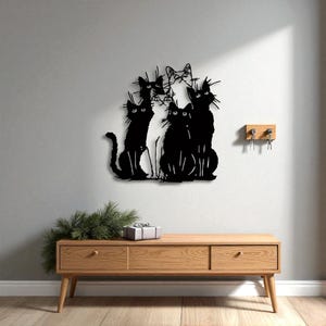 Playful Cat Metal Wall Art, Cat Lover Gift Idea, Contemporary Cat Hanging, Rustic Metal Decoration, Living Room Wall Decor, Home Metal Art