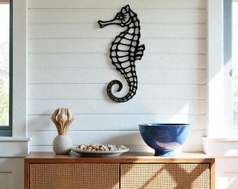 Seahorse metalen wanddecoratie, oceaan metalen muurkunst, kust huis hangend, rustieke wanddecoratie, woonkamer metal art, cadeau oceaanliefhebber