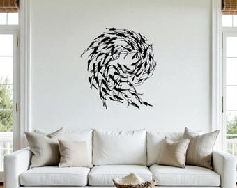 Metal Fish Wall Art, Fish Family Wall Sign, Flock of Fish Metal Wall Hanging, Nautical Ocean Wall Decor, Beach House Gift