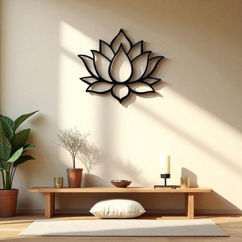 Lotus Metal Wall Art, Blossomed Lotus Wall Hanging, Indoor Outdoor ...